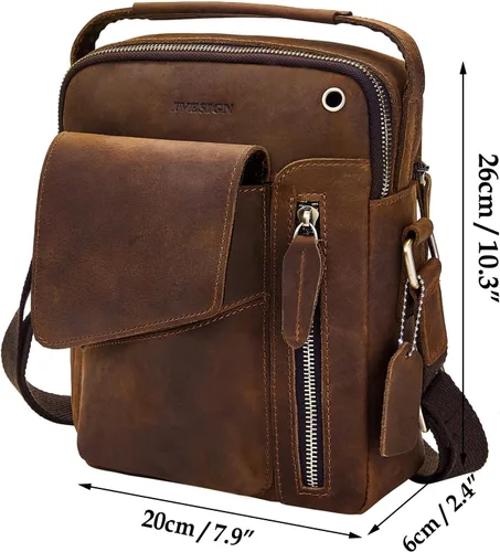 Miniatura 3 de IVESIGN Bolso bandolera para hombres y mujeres, bolso de hombro de cuero Crossbody