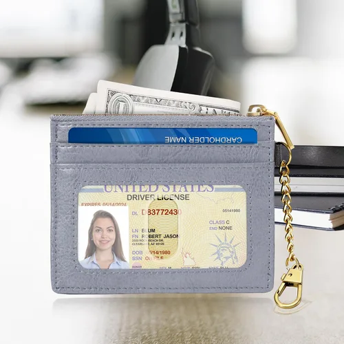 Miniatura 94 de SEAVILIA Tarjetero llavero cartera para mujer con ventana de identificación RFID monedero regalo abeja delgada minimalista pequeña cartera