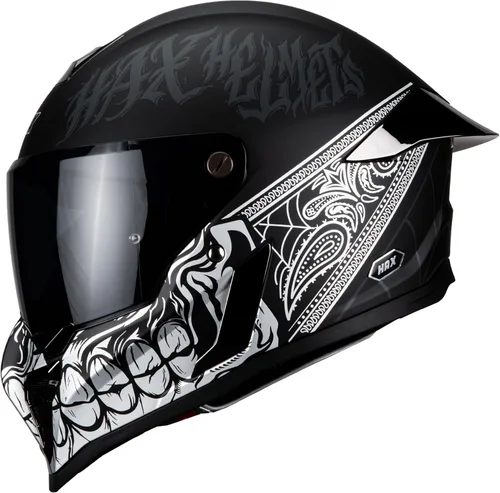 HAX Casco de motocicleta de cara completa para hombres y mujeres adultos, certificado DOT y ECE 22.06, casco de motocross de ventilación avanzada