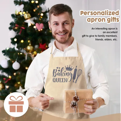 Miniatura 5 de Divertido delantal de cocina para mujeres y hombres, delantal de cocina para hornear con 2 bolsillos, lindo regalo de cumpleaños, Navidad, día