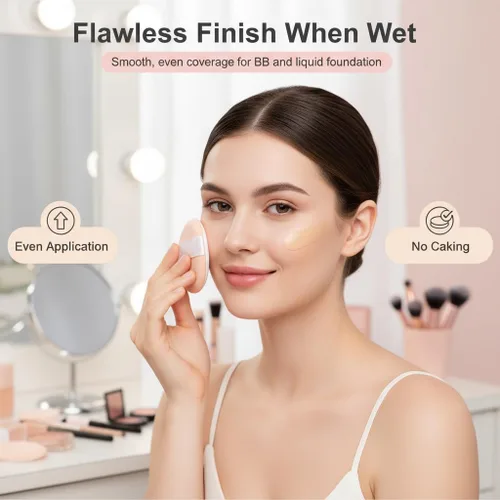 Miniatura 5 de 1 juego de 7 piezas de cojín de aire multifuncional, esponja de huevo para maquillaje en seco y húmedo, reutilizable, base de crema BB crema