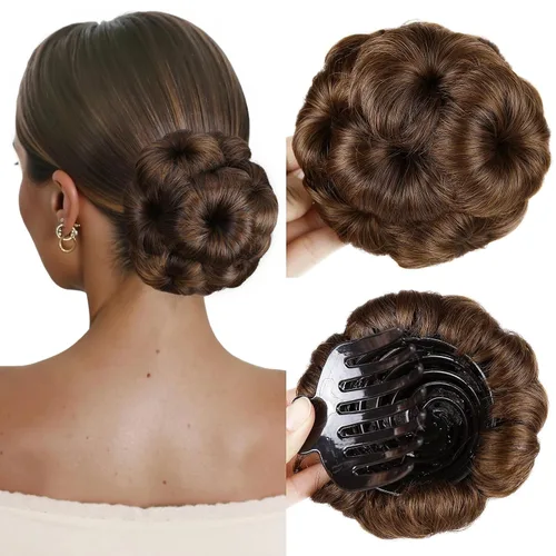 Miniatura 8 de HANNE Moños de pelo para mujer, extensión de moño de pelo falso, moño de cola de caballo, extensión de pelo sintético artificial para mujer, moño
