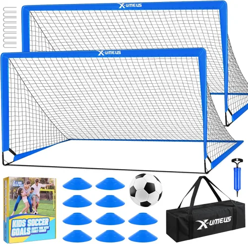 Miniatura 10 de Kids Soccer Goals for Backyard Set of 2, 4 x 3 ft/6 x 4 Toddler Soccer Goal Training Equipment with Soccer Ball, Cones, Pop Up Soccer Net for Kids