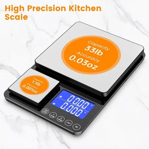 Miniatura 3 de KKZ 0.001oz/33lb Kitchen Scale, Dual Platform Food Scale Grams and Ounces for Weight Loss Baking Cooking Meal Prep Sourdough Bread, Stainless Steel
