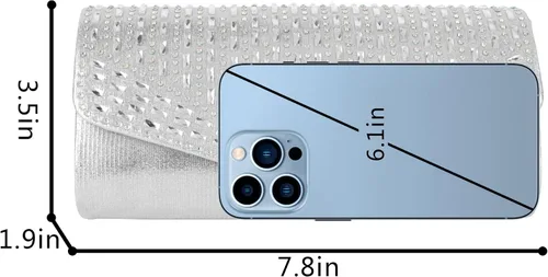 Miniatura 7 de Bolsos de noche de satén para mujer, monederos de diamantes de imitación, bolso formal con cadena de hombro