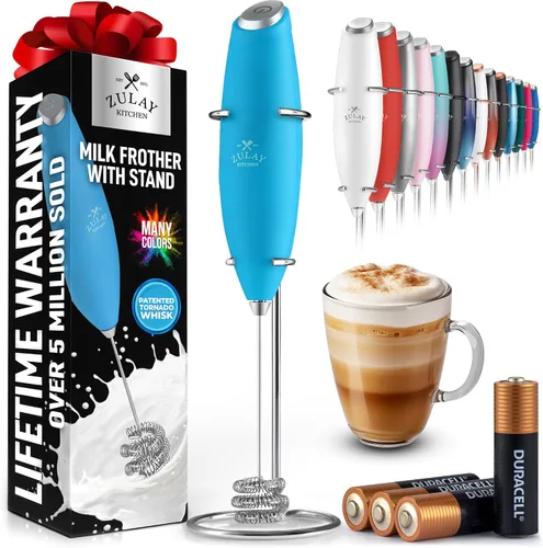 Miniatura 85 de Zulay Kitchen Espumador de leche de mano con pilas Duracell AA – Mezclador eléctrico ultrarrápido y creador de espuma, mezclador de bebidas fácil