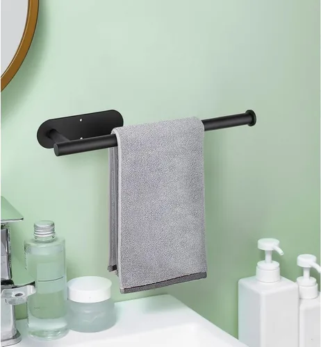 Miniatura 8 de Paquete de 2 soportes para toallas de papel, acero inoxidable SUS304 negro mate, autoadhesivo o perforador, soporte de pared para cocina y baño