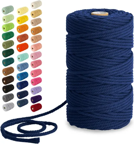 Miniatura 100 de Nook Theory - Cuerda de macramé de 3 mm, 220 yardas de cuerda de algodón, hilo de 4 mm y 5 mm, cuerda para manualidades, perfecta para colgantes