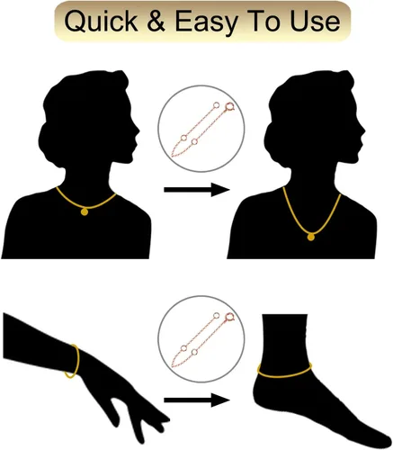 Miniatura 5 de Extensor de Collar de Oro Sólido de 14K Extensor de Pulsera Real de 2 3 4 Pulgadas Cadena Ajustable Duradera Extensión de Tobilleras de Oro