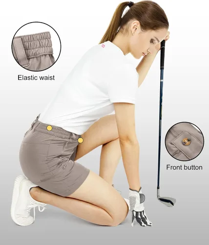 Miniatura 4 de 33,000ft Pantalones cortos de golf para mujer, de 5 pulgadas, elásticos, de secado rápido, con bolsillos