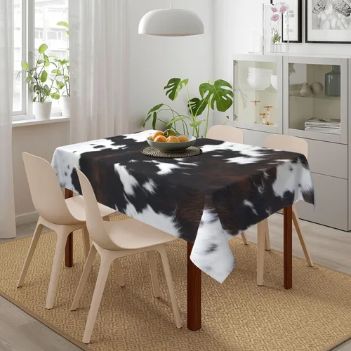 Miniatura 4 de Mantel rectangular de vaca, mantel de cuadros en estilo rústico, lavable, para decoración de cocina y comedor, 60x90 pulgadas