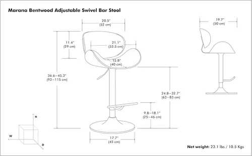 Miniatura 12 de SIMPLIHOME Marana - Taburete de bar giratorio ajustable, altura del asiento de 37 a 45 pulgadas, taburete tapizado en piel sintética vegana negra