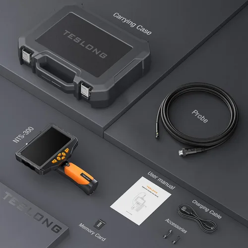 Miniatura 8 de Teslong - Cámara de inspección de triple lente con boroscopio profesional, con luz, cámara de alcance de video digital, pantalla IPS de 5 pulgadas