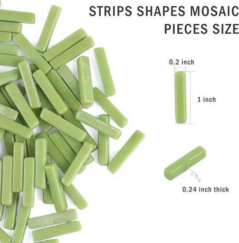 Miniatura 7 de Youway Style Azulejos de mosaico verde para manualidades a granel,Tiras de 5.29 oz Formas Piezas de vidrio de mosaico,Kit de artesanía de jardín