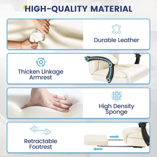 Miniatura 5 de Shahoo Silla de oficina grande y alta, silla de piel sintética ajustable en altura con reposapiés y soporte lumbar, silla ergonómica de respaldo