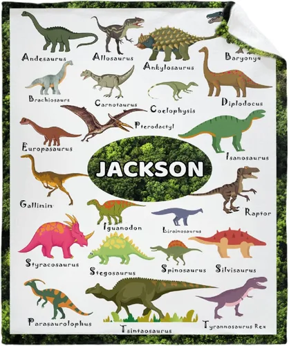 Miniatura 12 de Manta de dinosaurio personalizada con nombre, manta de bebé personalizada para niñas y niños, regalo para bebés, recién nacidos, niños, manta