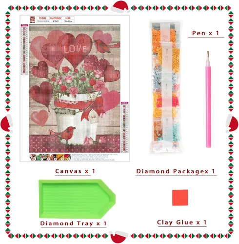 Miniatura 6 de LazyFold Kits de pintura de diamantes, kits de arte de diamantes de corazón 5D para principiantes, kits de arte de diamantes de bricolaje