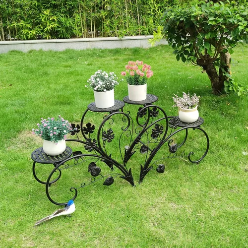 Miniatura 2 de unho Soporte para plantas en forma de corazón: juego de 2 estantes de metal para flores, de hierro en maceta, estantes de exhibición para patio