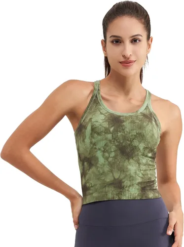 Miniatura 117 de sphinx cat - Camiseta corta de entrenamiento para mujer, camiseta sin mangas, acanalada, con espalda cruzada y brasier integrado