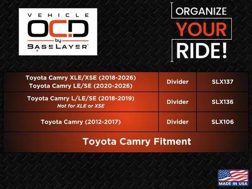 Miniatura 7 de Vehicle OCD - Organizador de consola central para Toyota Camry XLE/XSE (2018-2026) y LE/SE (2020-2026) - Fabricado en Estados Unidos - SLX137