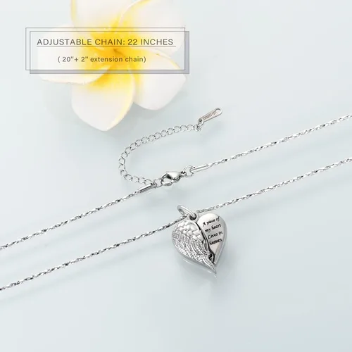 Miniatura 24 de Imrsanl Collar con dije de urna de cremación en forma de corazón para cenizas humanas – Un pedazo de mi corazón vive en el cielo
