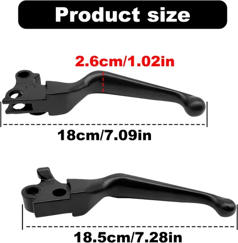 Miniatura 2 de 1 par de palancas de mano negras para motocicleta, palanca de embrague de freno cromada, compatible con Harley Sportster 883 1200 Dyna Touring Road