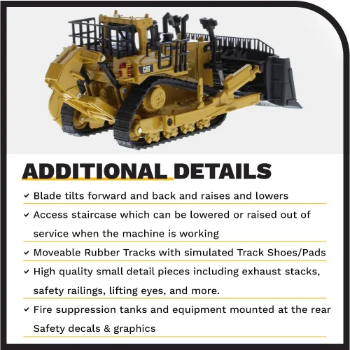 Miniatura 6 de Diecast Masters Bulldozer Caterpillar D11 a escala 1:64 con 2 cuchillas y desgarradores traseros Modelo 85637 Play & Collect Series Cat