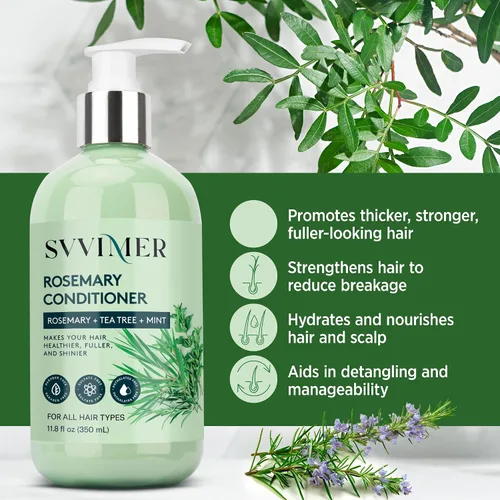 Miniatura 3 de Svvimer Acondicionador engrosador de romero: Producto hidratante espesante con biotina para mujeres y hombres - para cabello dañado, seco y fino 350