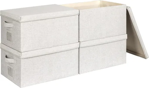 Miniatura 56 de Graciadeco Contenedores de almacenamiento plegables grandes de 17 pulgadas y 36 cuartos de galón con tapas, paquete de 3 cajas de almacenamiento