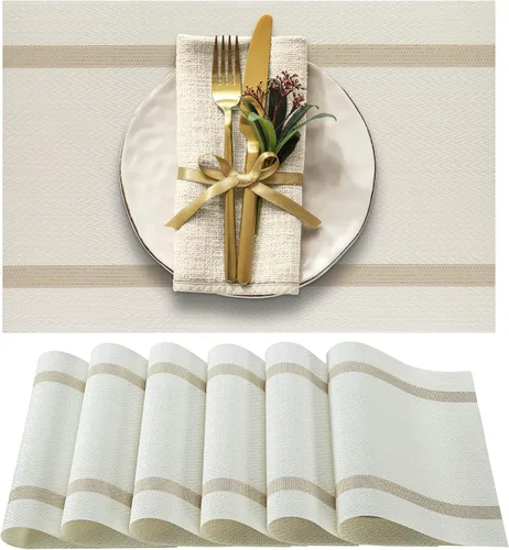 Miniatura 7 de More Décor Manteles Individuales para Mesa de Comedor, Lavables Resistentes al Calor de Vinilo PVC para Comedor y Cocina, Antideslizantes - Juego
