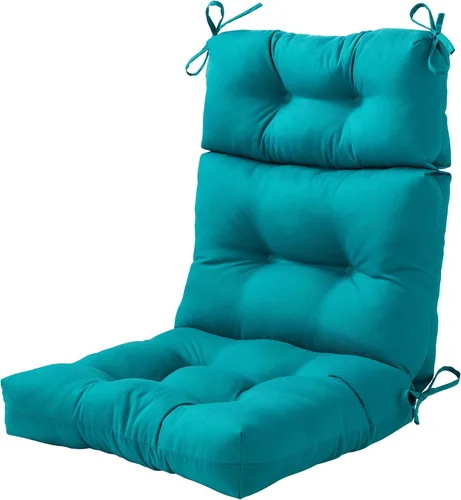 Miniatura 69 de Cojines para silla de respaldo alto para exteriores, diseño de asiento y respaldo con bisagras de una pieza, reversibles con 4 lazos, tela