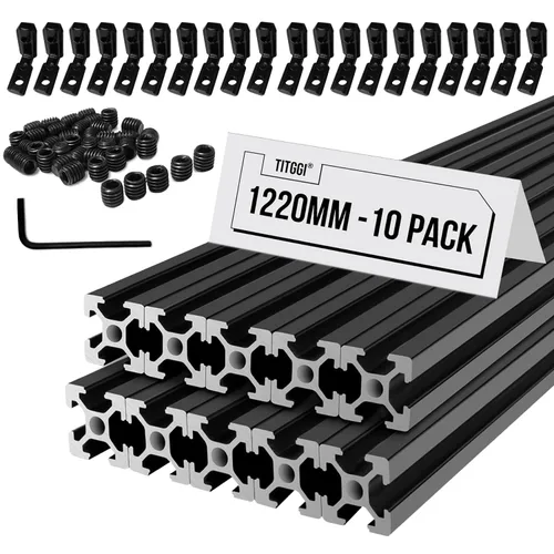 Miniatura 10 de 10 piezas de 48 pulgadas (1220mm) de perfil de extrusión de aluminio 2020 con ranura en T para impresora 3D y CNC DIY, guía lineal de aluminio