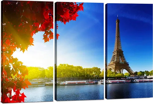 Miniatura 10 de París - Lienzo decorativo para pared, juego de 2 piezas, impresiones decorativas de varios paneles divididos, imagen de la torre Eiffel en blanco