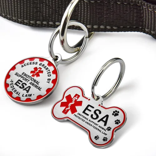 Miniatura 2 de HOPELF Etiqueta ESA personalizada grabada – Etiquetas de animales de apoyo emocional personalizadas para perros y gatos – Insignia de nombre