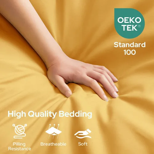 Miniatura 2 de HOMEIDEAS Sábanas de cama tamaño King – Juego de 6 piezas (dorado) – Sábanas de microfibra cepillada extra suave 1800, bolsillo profundo, sin