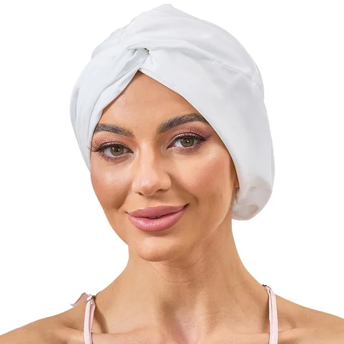 Miniatura 18 de Gorro de satén de seda ajustable para envolver el cabello para dormir, gorro de dormir de doble capa, turbante nocturno para cabello largo y rizado