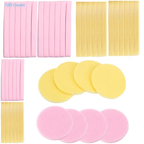 Miniatura 9 de Esponja facial comprimida, 120 unidades PVA profesional eliminación de maquillaje profesional esponjas de lavado facial esponjas de spa limpieza Azul