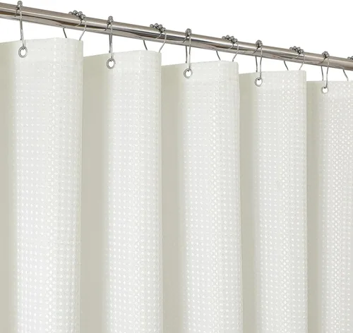 Miniatura 12 de Cortina de ducha de tela impermeable 2 en 1, no necesita forro separado, tejido de gofre estilo hotel, limpieza sin esfuerzo y lavable, 36 pulgadas