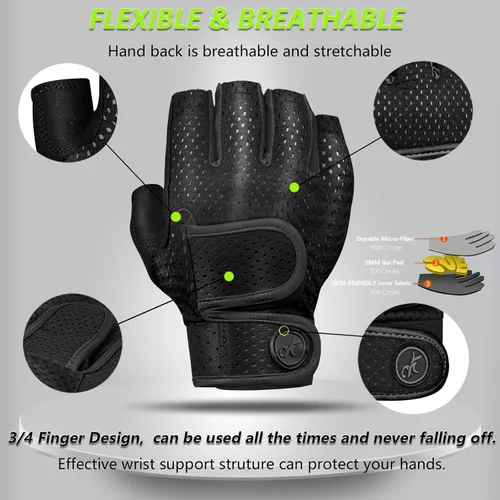 Miniatura 3 de MOREOK Guantes de entrenamiento acolchados para levantamiento de pesas para hombres y mujeres, gel de 0.197 in guantes de gimnasio con agarre sin