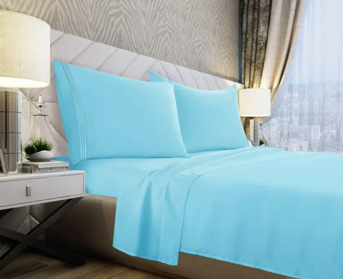 Miniatura 2 de Vacco Juego de sábanas tamaño Queen, sábanas y fundas de almohada de 4 piezas para hotel de lujo de la serie 1800, sábanas ultrasuaves