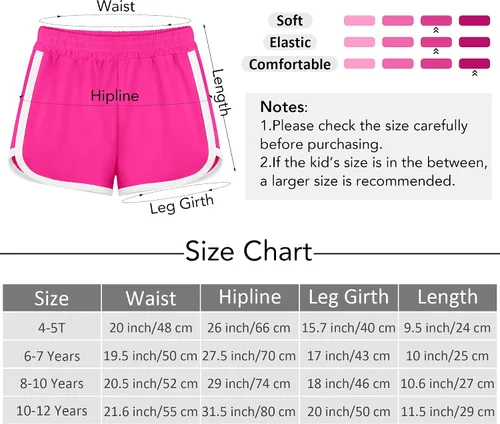 Miniatura 2 de Resinta Paquete de 4 pantalones cortos de correr para niñas, pantalones cortos deportivos de verano para niños, de secado rápido, pantalones cortos