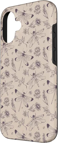 Miniatura 2 de Vintage Dragonfly Tan Sand Beige Wildflower Floral Flower Case for iPhone 16