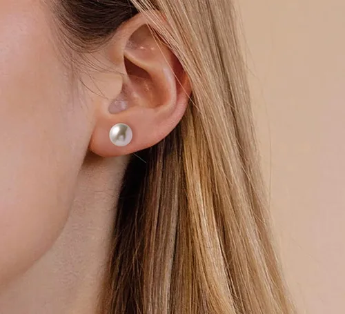 Miniatura 9 de Cowlyn Aretes de perlas I cultivadas en agua dulce, chapados en oro de 14 quilates, AAAAAAA+ de calidad seleccionada a mano, joyería hipoalergénica