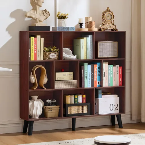 Miniatura 52 de LEYAOYAO Estantería de 5 cubos de 3 niveles con patas, estante negro menta para libros para niños, bonito organizador de almacenamiento, estantes