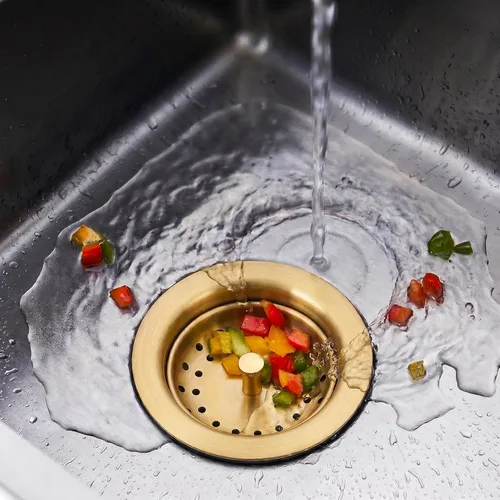 Miniatura 2 de LQS Ensamblaje de drenaje para fregadero de cocina, colador de cesta de drenaje de acero inoxidable 304 con cesta coladora de fregadero extraíble