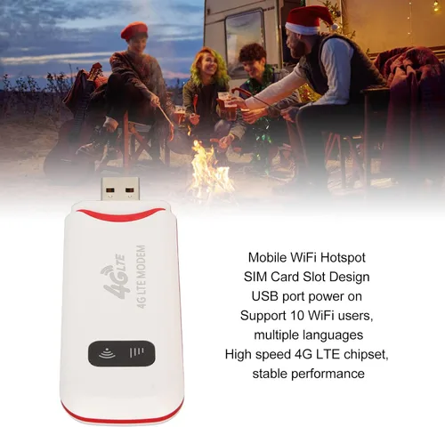 Miniatura 2 de Módem USB 4G LTE, enrutador portátil con ranura para tarjeta SIM, mini router de punto de acceso de viaje de alta velocidad de 300 Mbps, dongle