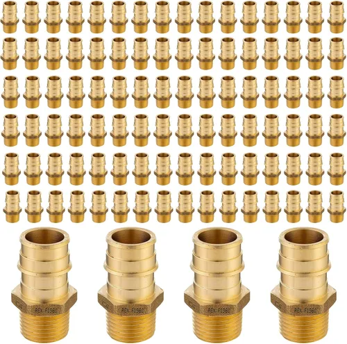 Miniatura 21 de Paquete de 5 accesorios de expansión Seelink PEX-A, adaptador NPT roscado macho de 1/2 x 3/4 pulgadas, accesorio de tubería de expansión de latón