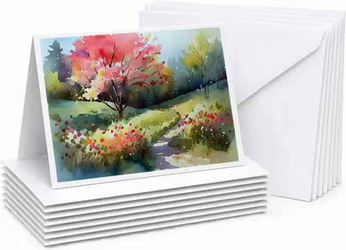 Miniatura 28 de Caroline's Treasures DAC1709GCA7P - Tarjetas de felicitación y sobres de arándanos de Texas en acuarela, paquete de 8 tarjetas en blanco con sobres