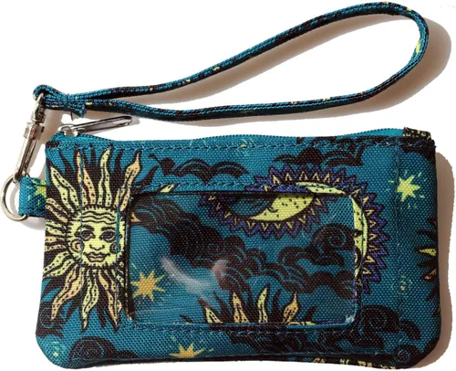 Miniatura 14 de DQL Cartera con tarjetero con estampado de estrellas y cordón, cartera pequeña para tarjetas de crédito para mujer, llavero