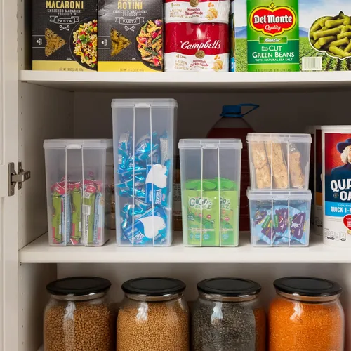 Miniatura 5 de IRIS USA - Contenedores de almacenamiento verticales de plástico con tapa abatible para despensa, hogar, oficina, organización, grandes, organizador